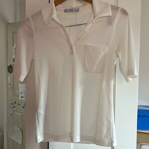 New mango semi sheer short sleeve polo shirt